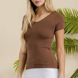 Seamless Reversible V-Neck Short Sleeve Top