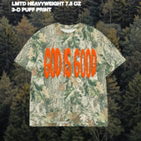 LMTD || Heavyweight "God Is Good" Puff Print Camo Tee || Oversized: M