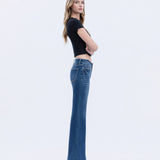 HIGH RISE SEAMLESS WB TROUSER HEM EASY FLARE JEANS T6882: TRANSPARENT / 30