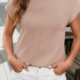 Spring 2026Twisted Rib Wide Sleeve Crew Neck T Shirt (S-2XL): Dark Khaki / M