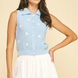 Floral Embroidered Knit Top