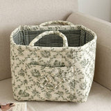 Boho Organizer Tote Floral Quilted Storage Basket