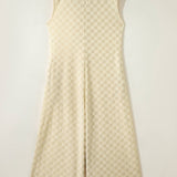 Half Buttons Sleeveless Wide Leg Textured Jumpsuit