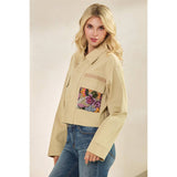 Sequins Contrast Jacket: Tan / M