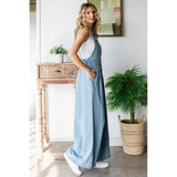 Pleated Denim Overall with Pockets