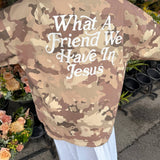 What a Friend in Jesus Camo Shacket: XS