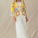 Granny Square Crochet Tie-Front Cardigan
