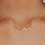 18K STAINLESS STEEL TARNISH FREE MAMA NECKLACE | 40NK9479: Silver