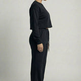 Essential Cropped Top and Seam Detail Patch Pocket Pants Set