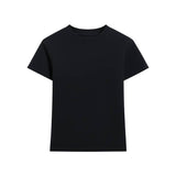 Essential basic plain fitted cotton blend crewneck tee