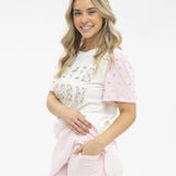 Pearl "He is Risen" on White Princess Top: White / M