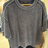 Short sleeve knit sweater blue