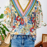 Fashion Crochet Boho Half & Long Sleeve Floral Blouse(S-4X): As shown / Missy / XL