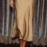 Solid color satin fashionable body-hugging skirt: BLACK / (S) 1
