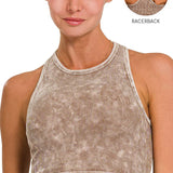 `.0802 Premium Washed Seamless High-neck Crop Tank SI-25526: ASH PINK-162187 / S/M