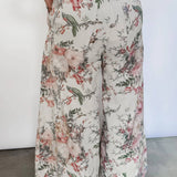 Floral Print High Waisted Wide Leg Denim Jeans