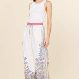 Border Print Wide Leg Pants: Yellow Multi / S