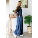 Pleated Denim Overall with Pockets