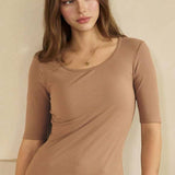 Pure Comfort Modern Mid Sleeve Ribbed Fitted Top