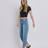 HIGH RISE DART STRUCTURED FIT BARREL LEG JEANS T6514: TINGLE / 27