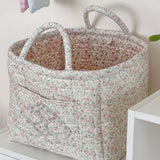 Boho Organizer Tote Floral Quilted Storage Basket