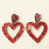 Valentine's Day Heart Shape Earrings ZK662: Red / One Size