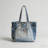 Frayed Edge Denim Tote Bag