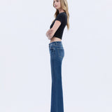 HIGH RISE SEAMLESS WB TROUSER HEM EASY FLARE JEANS T6882: TRANSPARENT / 26