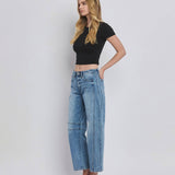 HIGH RISE DART STRUCTURED FIT BARREL LEG JEANS T6514: TINGLE / 28