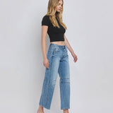 HIGH RISE DART STRUCTURED FIT BARREL LEG JEANS T6514: TINGLE / 26