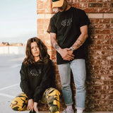 3-D Puff Print Black on Black Logo Tee: M
