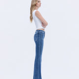 MID RISE BUTTON FLY TROUSER HEM FLARE JEANS T5848: GLEEFULLY / 30