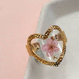 18K STAINLESS STEEL TARNISH FREE FLORAL RINGS | 40R104: OVAL APRICOT