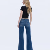 HIGH RISE SEAMLESS WB TROUSER HEM EASY FLARE JEANS T6882: TRANSPARENT / 26