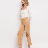 90'S VINTAGE SUPER HIGH RISE CROP FLARE JEANS V2736: KISS OF CALIFORNIA / 26