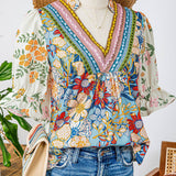 Fashion Crochet Boho Half & Long Sleeve Floral Blouse(S-4X): As shown / Missy / L
