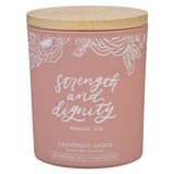 Glass Candle w/Bamboo Lid Pink Strength & Dignity Prov 31:25