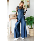 Pleated Denim Overall with Pockets