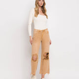 90'S VINTAGE SUPER HIGH RISE CROP FLARE JEANS V2736: KISS OF CALIFORNIA / 32
