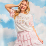 Pearl "He is Risen" on White Princess Top: White / M