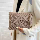 ',,,, SI-26259 Woven Bohemian Tassel Crochet Shoulder Bag: ASH MOCHA-167828 / OS