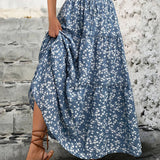 Floral Belt With Three-layer Splicing Skirt: Blue / S
