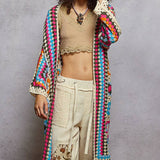 Long Sleeve Crochet Various Colors Cardigan: MULTI / Os