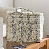 Boho Organizer Tote Floral Quilted Storage Basket