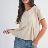 8613HK Pleated Swing Tee Top