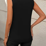 Sleeveless Knit Tank Top Women Loose Fit Solid Color: Grey / 65%RAYON 35%POLYESTER / M
