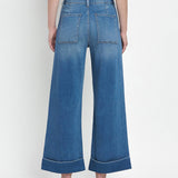 HIGH RISE DOUBLE CUFFED BAGGY WIDE JEANS V3589: ENVIABLY / 28