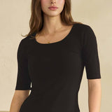 Pure Comfort Modern Mid Sleeve Ribbed Fitted Top