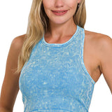`.0802 Premium Washed Seamless High-neck Crop Tank SI-25526: ASH PINK-162187 / S/M