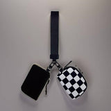 ,,,.0810 Dual Pouch Wristlet Keychain Wallet SI-26443: BLACK/GREY-169223 / OS